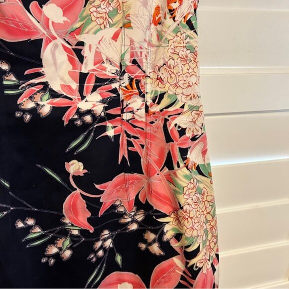 Tahari Floral Shift Dress Navy Orange Multi Size 4 - Picture 4 of 5